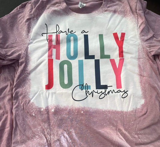 Have A Holly Jolly Christmas Bleach Distressed Tee